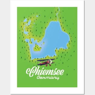 Chiemsee German lake map Posters and Art